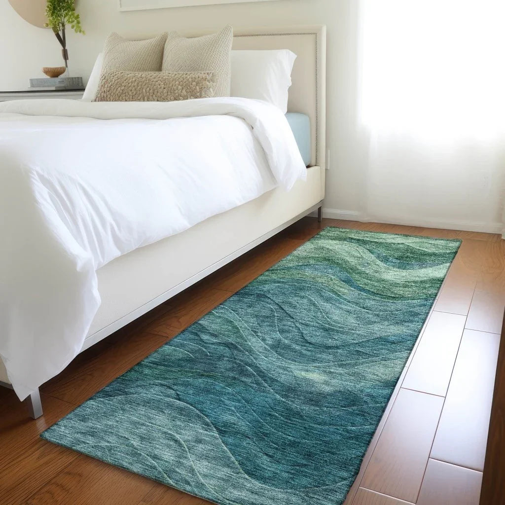 LOOMLAN Rugs Elion Teal Washable Indoor-Outdoor Rug