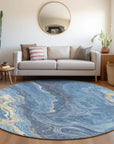 LOOMLAN Rugs Elius Blue Washable Indoor-Outdoor Rug