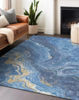 LOOMLAN Rugs Elius Blue Washable Indoor-Outdoor Rug