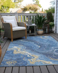 LOOMLAN Rugs Elius Blue Washable Indoor-Outdoor Rug