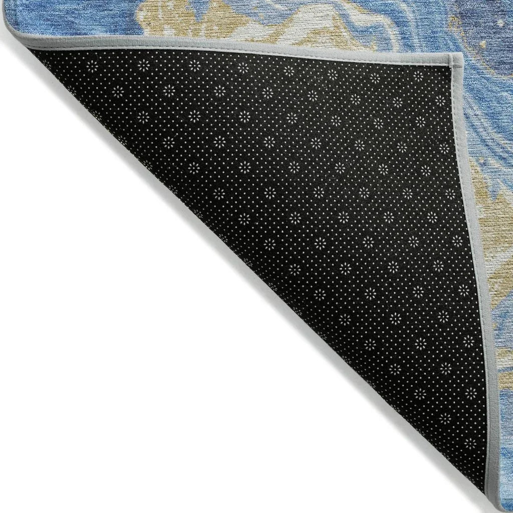 LOOMLAN Rugs Elius Blue Washable Indoor-Outdoor Rug