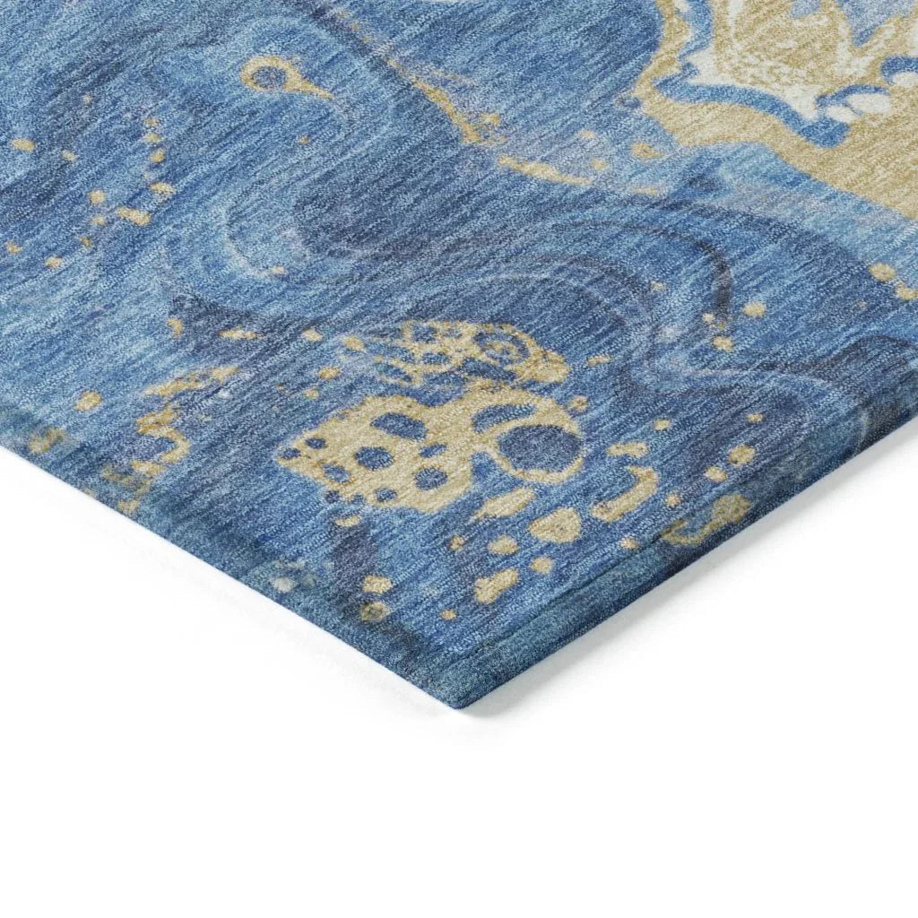 LOOMLAN Rugs Elius Blue Washable Indoor-Outdoor Rug