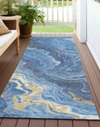LOOMLAN Rugs Elius Blue Washable Indoor-Outdoor Rug