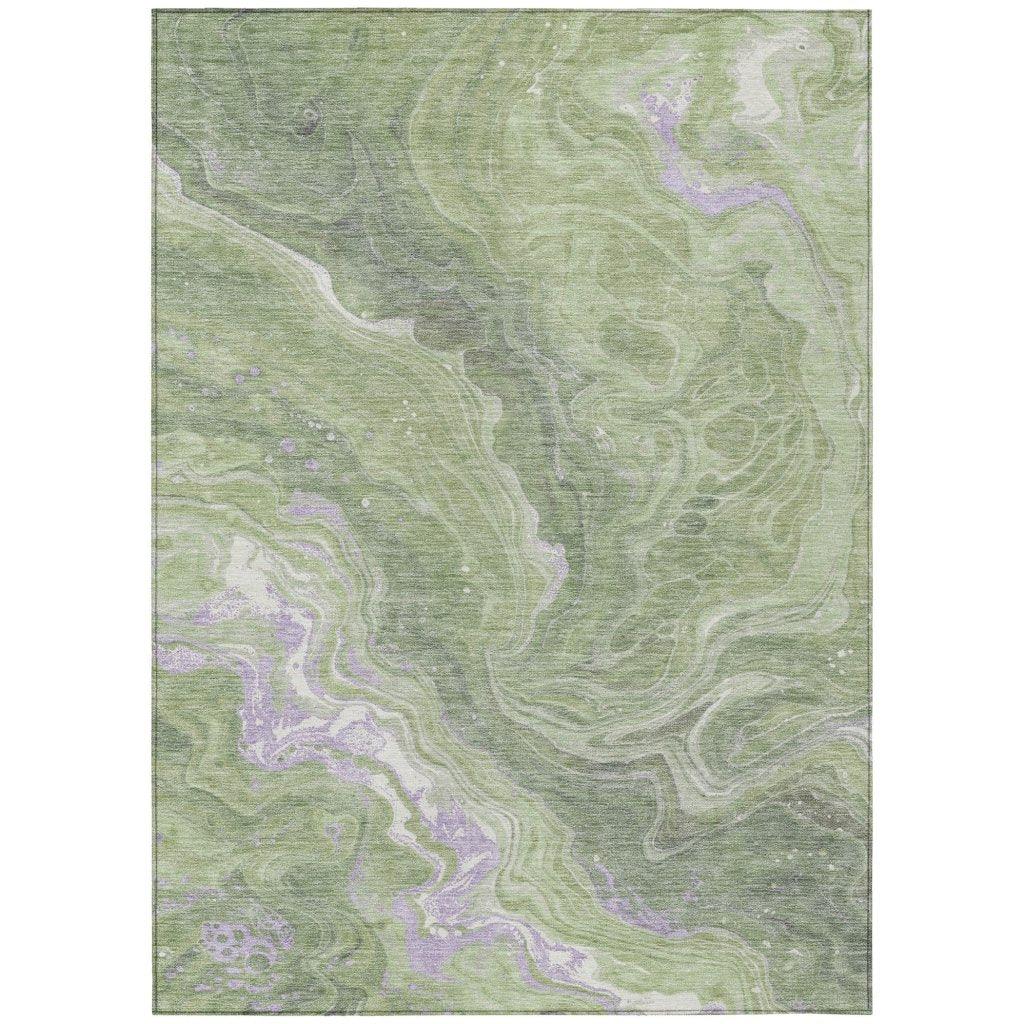 LOOMLAN Rugs Elius Green Washable Indoor-Outdoor Rug