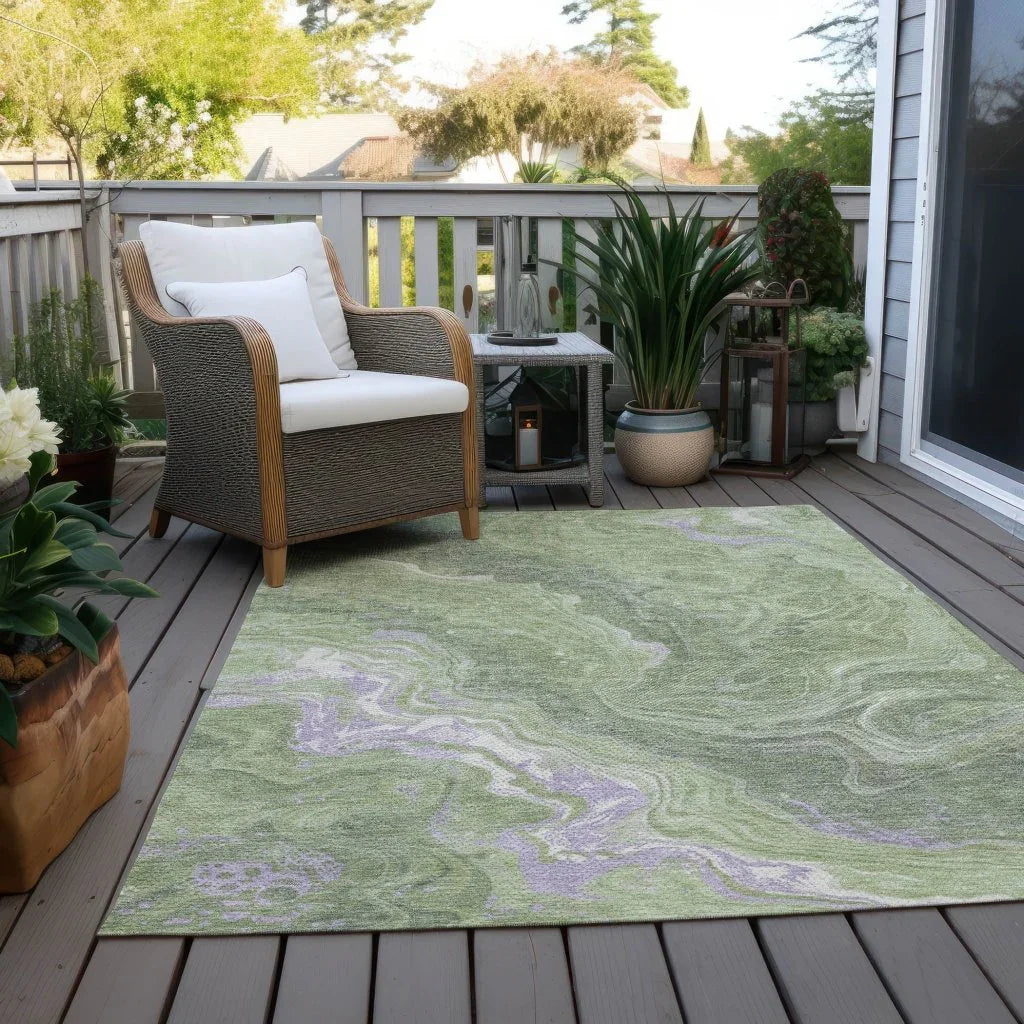 LOOMLAN Rugs Elius Green Washable Indoor-Outdoor Rug
