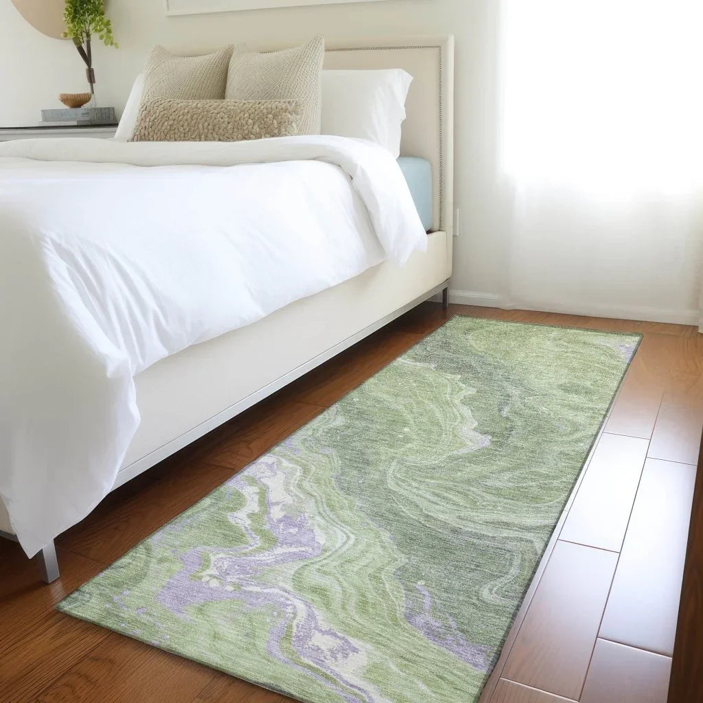 LOOMLAN Rugs Elius Green Washable Indoor-Outdoor Rug