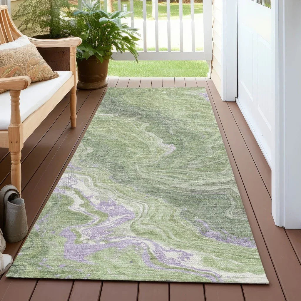 LOOMLAN Rugs Elius Green Washable Indoor-Outdoor Rug