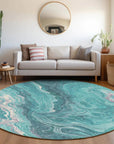 LOOMLAN Rugs Elius Teal Washable Indoor-Outdoor Rug