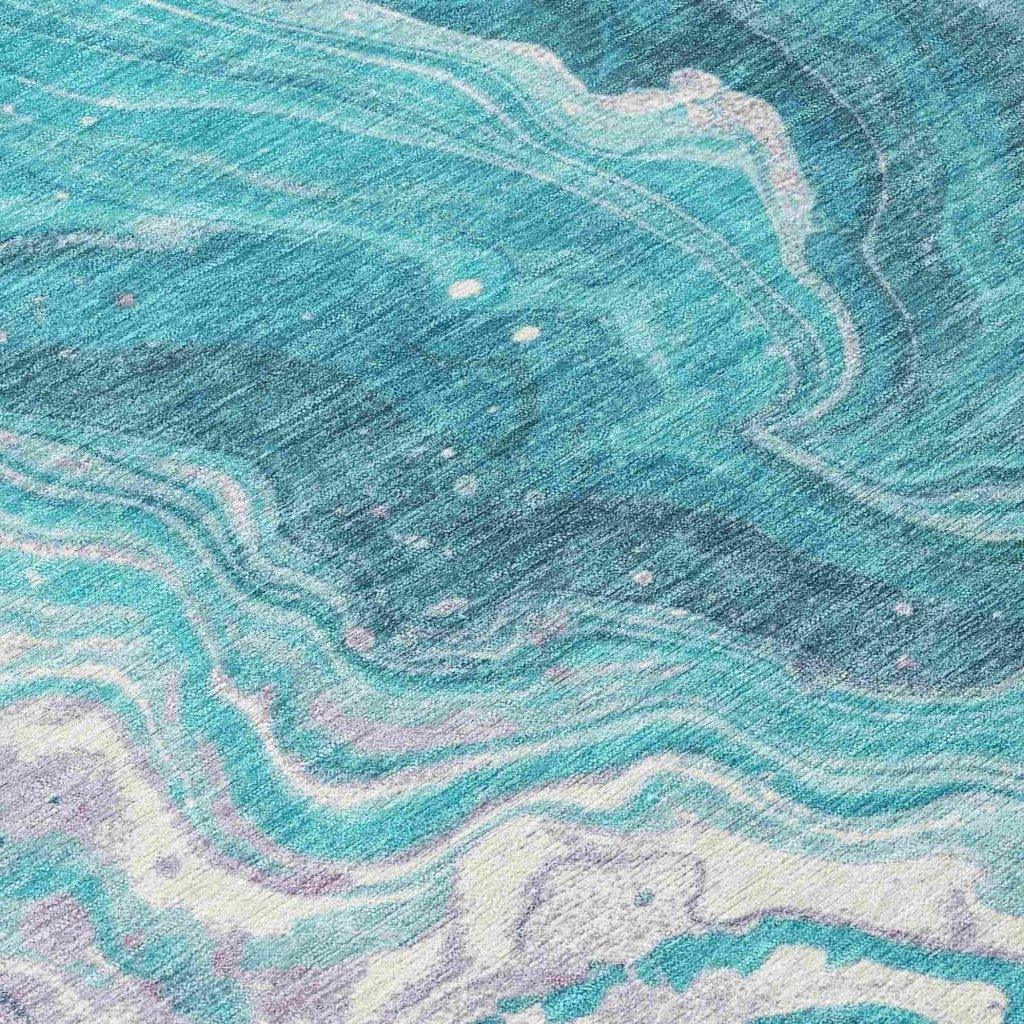 LOOMLAN Rugs Elius Teal Washable Indoor-Outdoor Rug