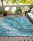LOOMLAN Rugs Elius Teal Washable Indoor-Outdoor Rug