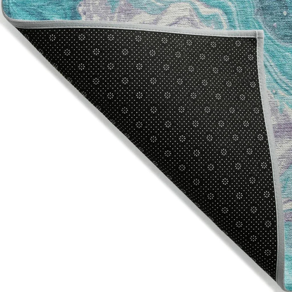 LOOMLAN Rugs Elius Teal Washable Indoor-Outdoor Rug