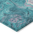 LOOMLAN Rugs Elius Teal Washable Indoor-Outdoor Rug