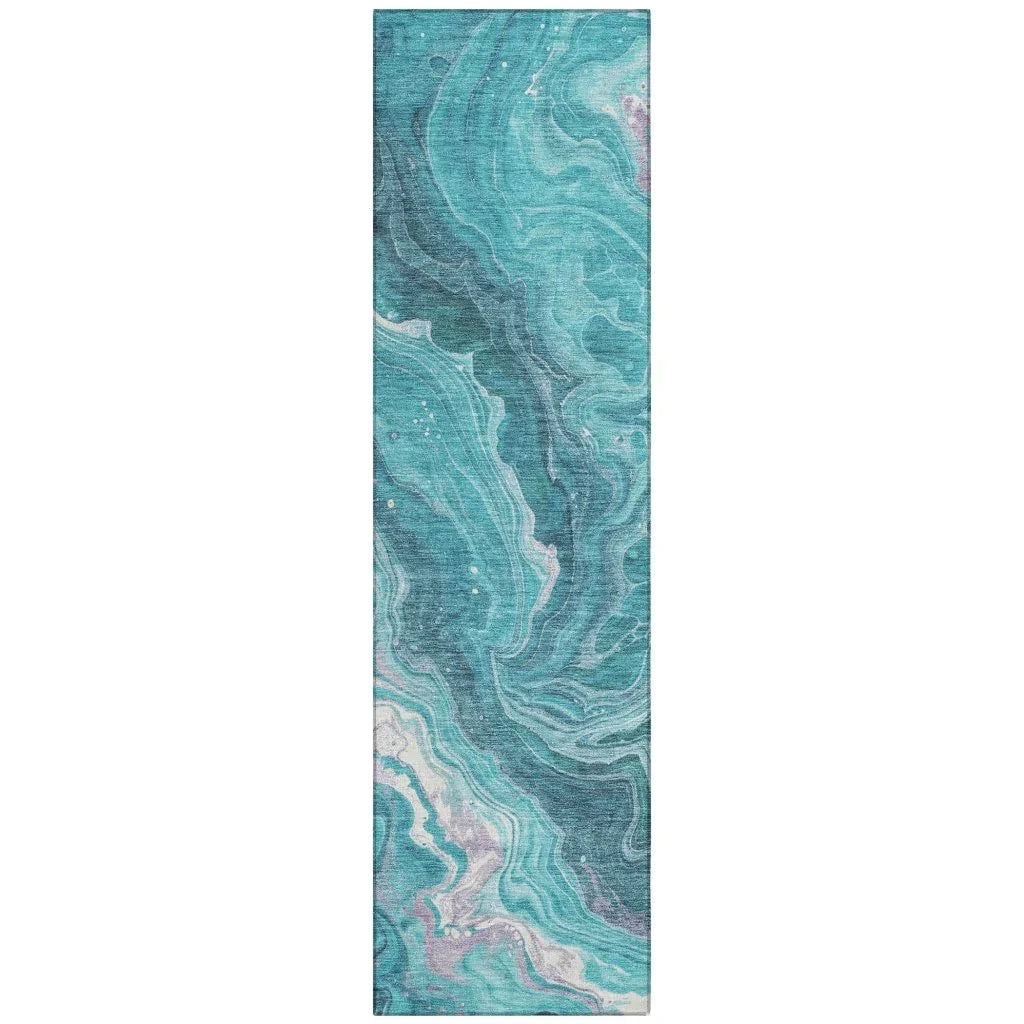 LOOMLAN Rugs Elius Teal Washable Indoor-Outdoor Rug