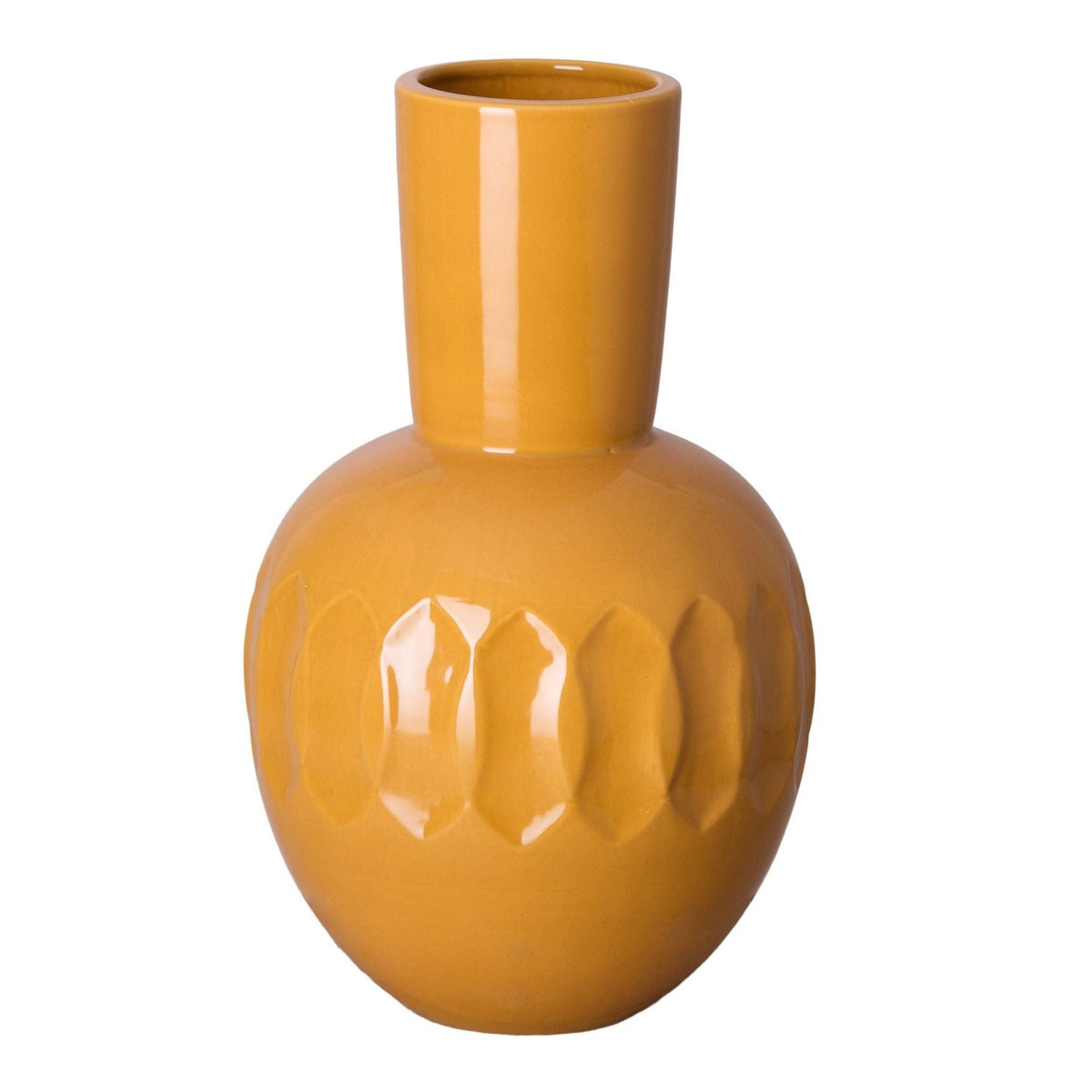 Emissary Ellipse Orange Ceramic Neck Vase