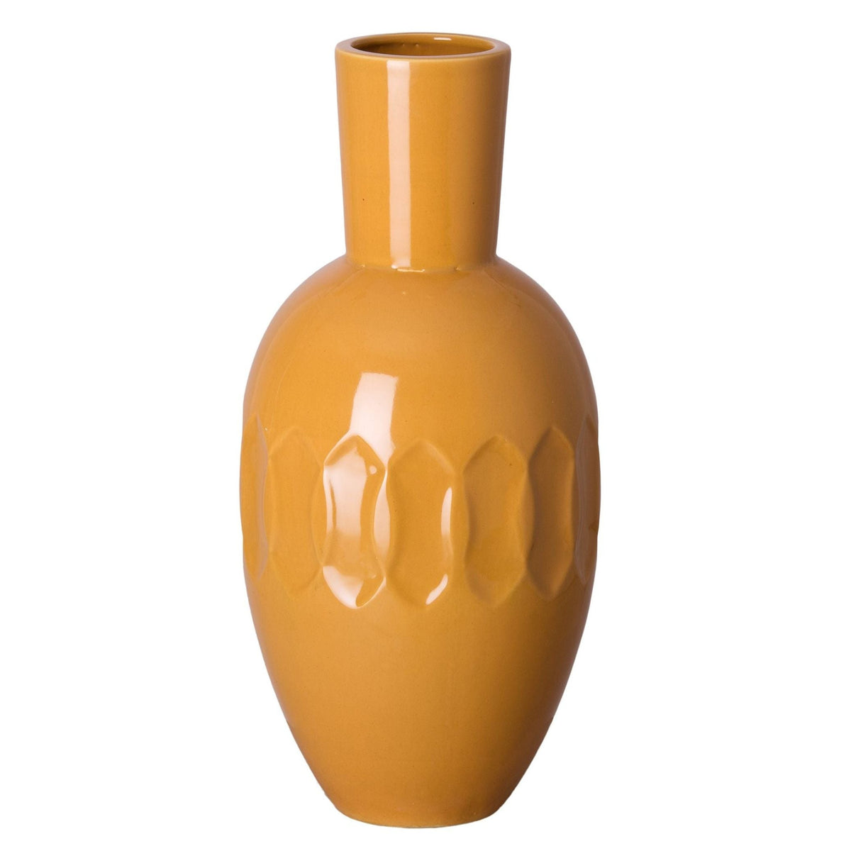 Emissary Ellipse Orange Ceramic Neck Vase