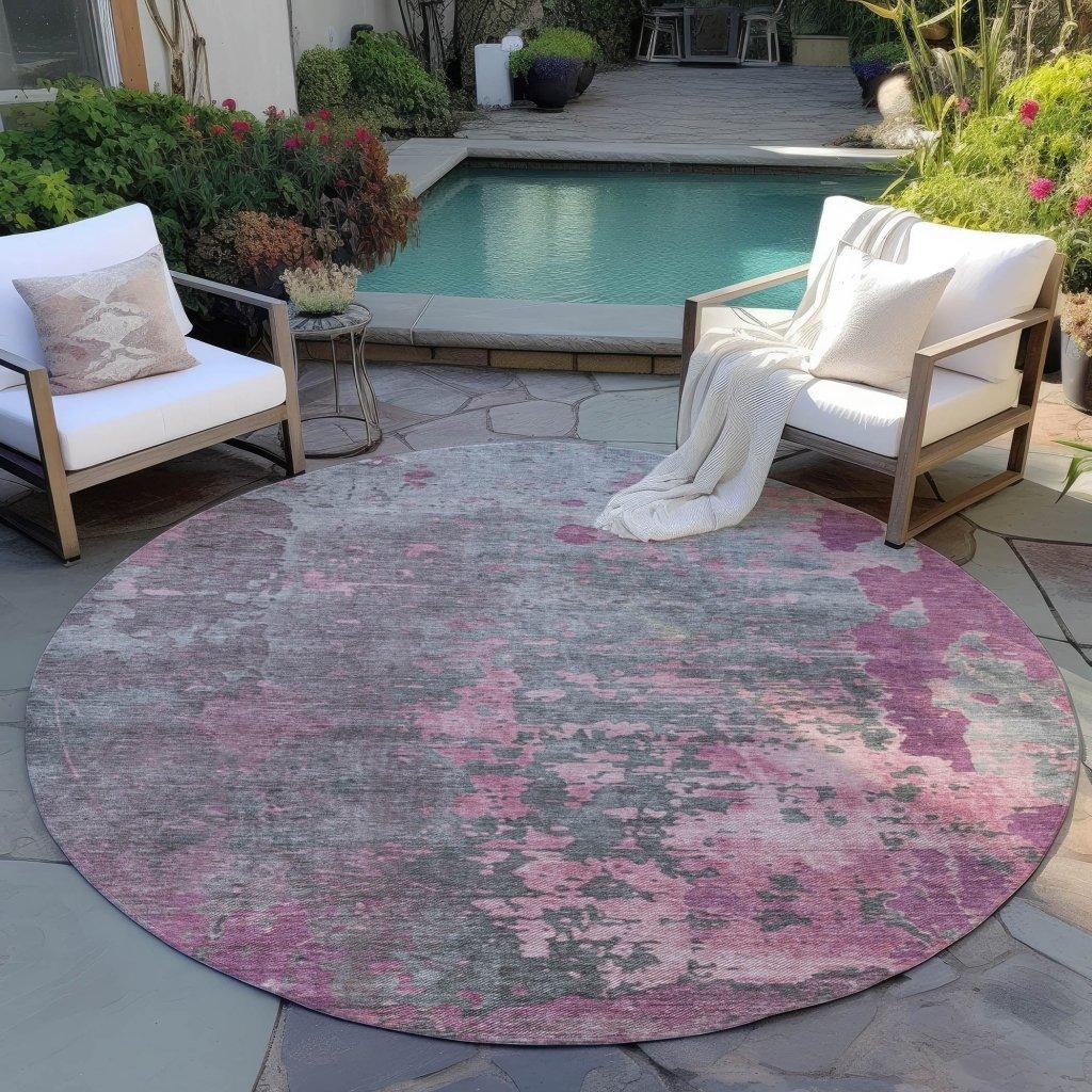 LOOMLAN Rugs Elon Pink Washable Indoor-Outdoor Rug