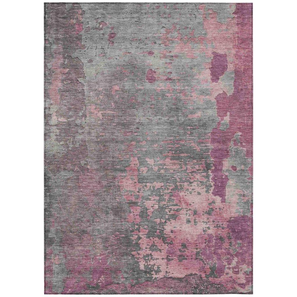 LOOMLAN Rugs Elon Pink Washable Indoor-Outdoor Rug