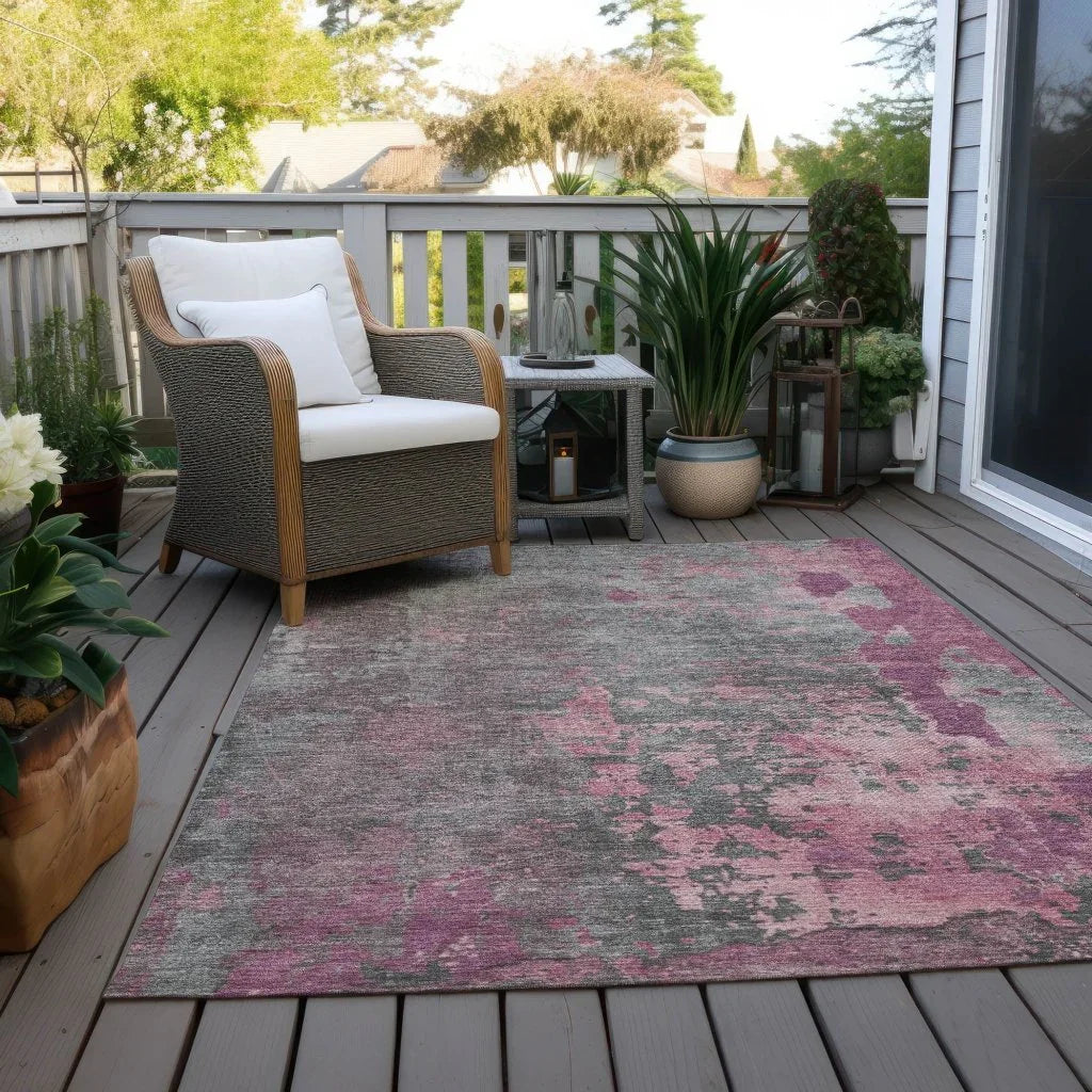 LOOMLAN Rugs Elon Pink Washable Indoor-Outdoor Rug