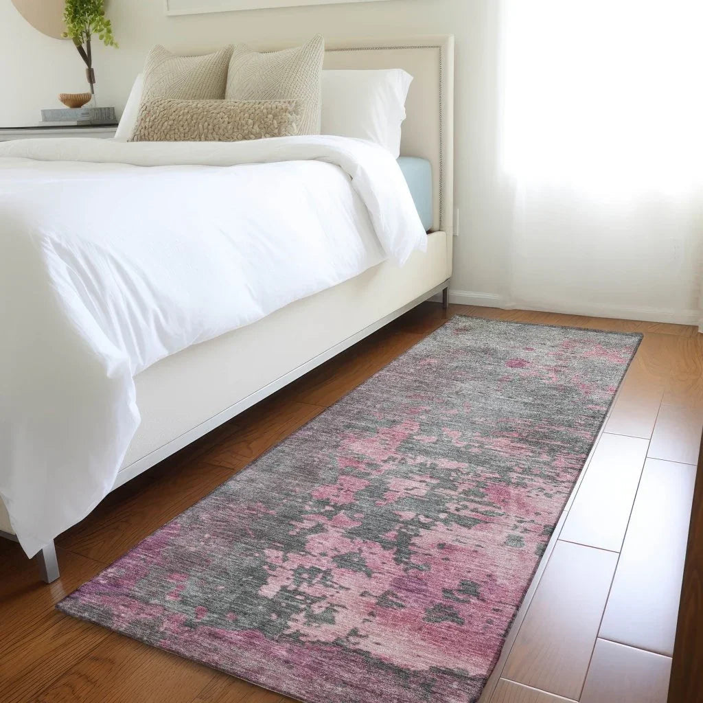 LOOMLAN Rugs Elon Pink Washable Indoor-Outdoor Rug