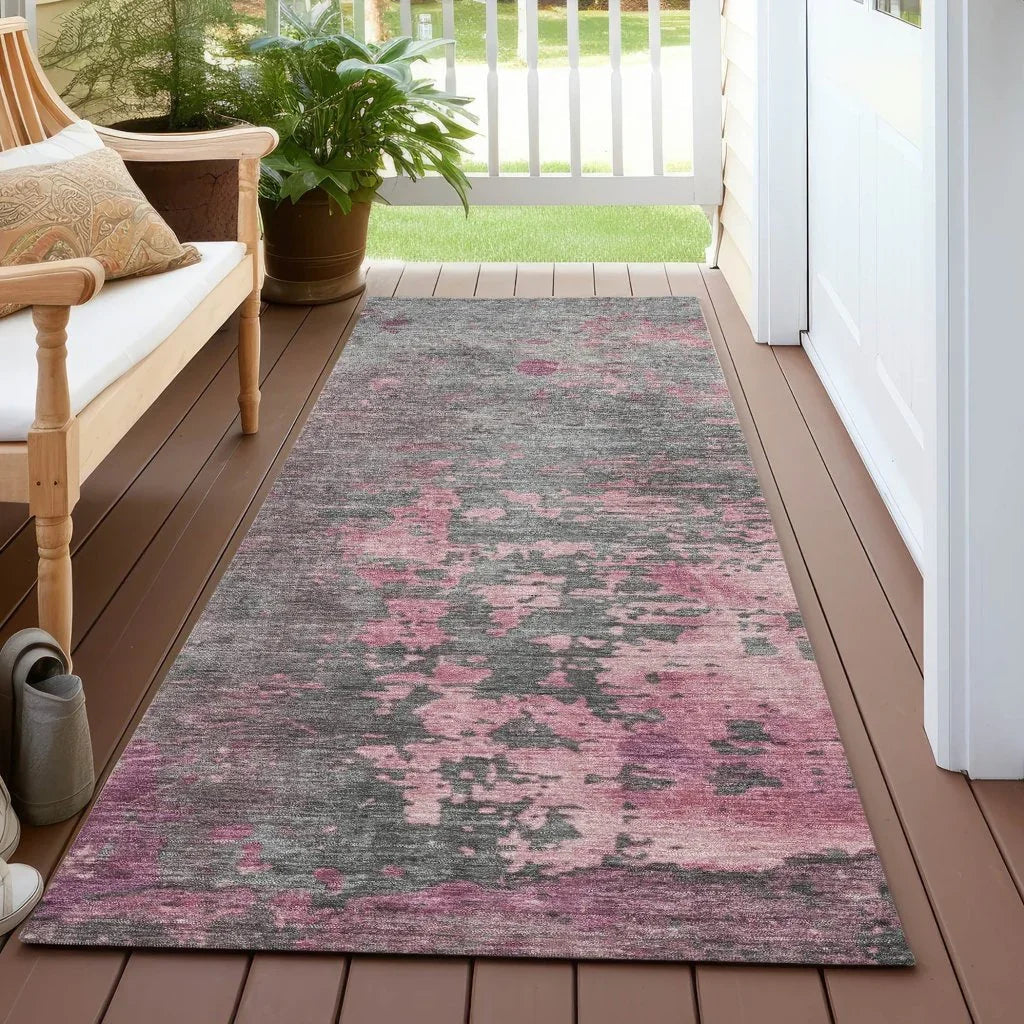 LOOMLAN Rugs Elon Pink Washable Indoor-Outdoor Rug