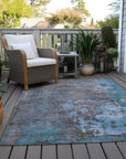 Eloril Teal Washable Indoor-Outdoor Rug