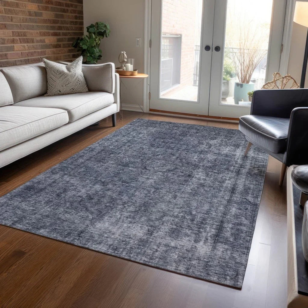 LOOMLAN Rugs Emberith Blue Washable Indoor-Outdoor Rug
