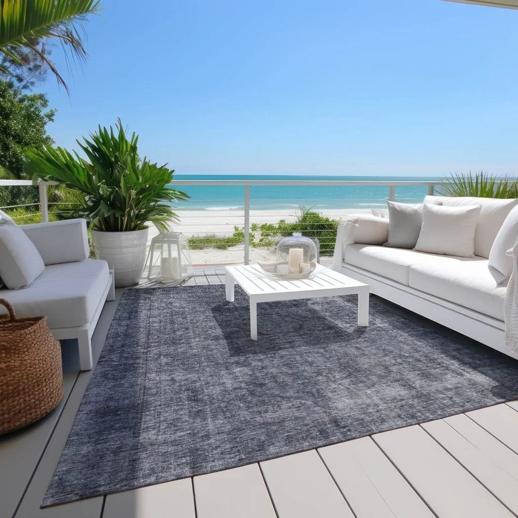 LOOMLAN Rugs Emberith Blue Washable Indoor-Outdoor Rug