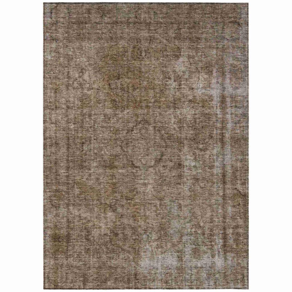 LOOMLAN Rugs Emberith Brown Washable Indoor-Outdoor Rug