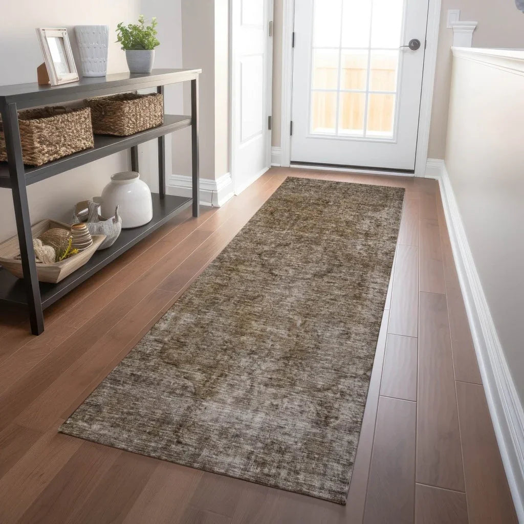 LOOMLAN Rugs Emberith Brown Washable Indoor-Outdoor Rug
