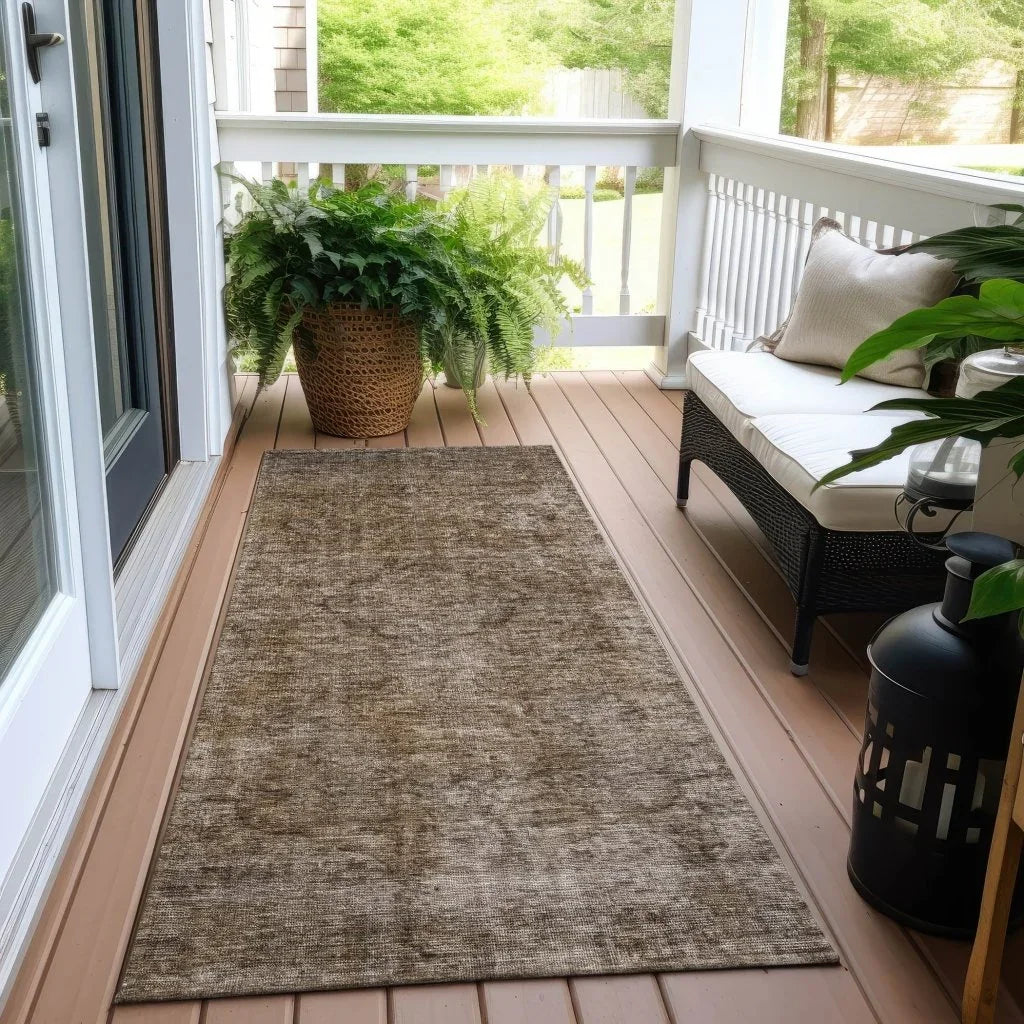 LOOMLAN Rugs Emberith Brown Washable Indoor-Outdoor Rug