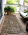 LOOMLAN Rugs Emberith Brown Washable Indoor-Outdoor Rug