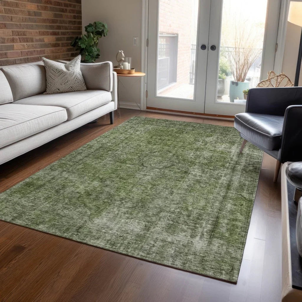 LOOMLAN Rugs Emberith Green Washable Indoor-Outdoor Rug