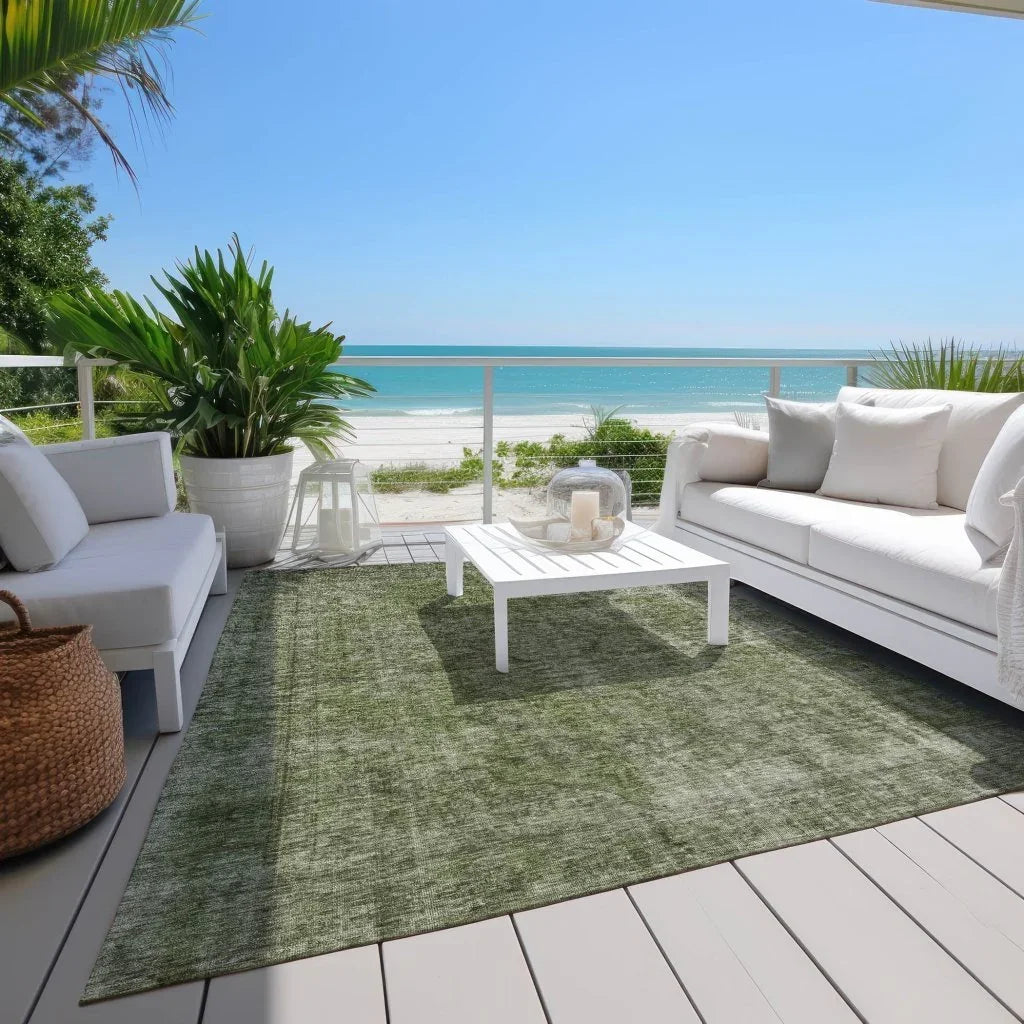 LOOMLAN Rugs Emberith Green Washable Indoor-Outdoor Rug