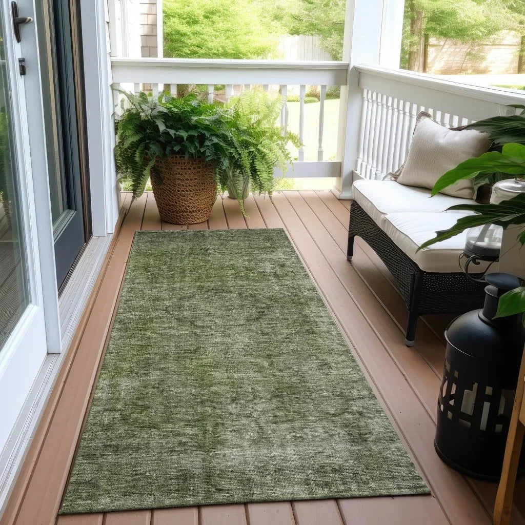 LOOMLAN Rugs Emberith Green Washable Indoor-Outdoor Rug