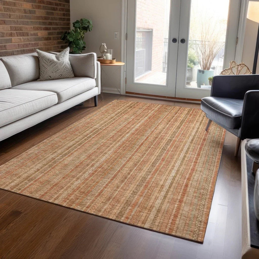 LOOMLAN Rugs Emberith Orange Washable Indoor-Outdoor Rug