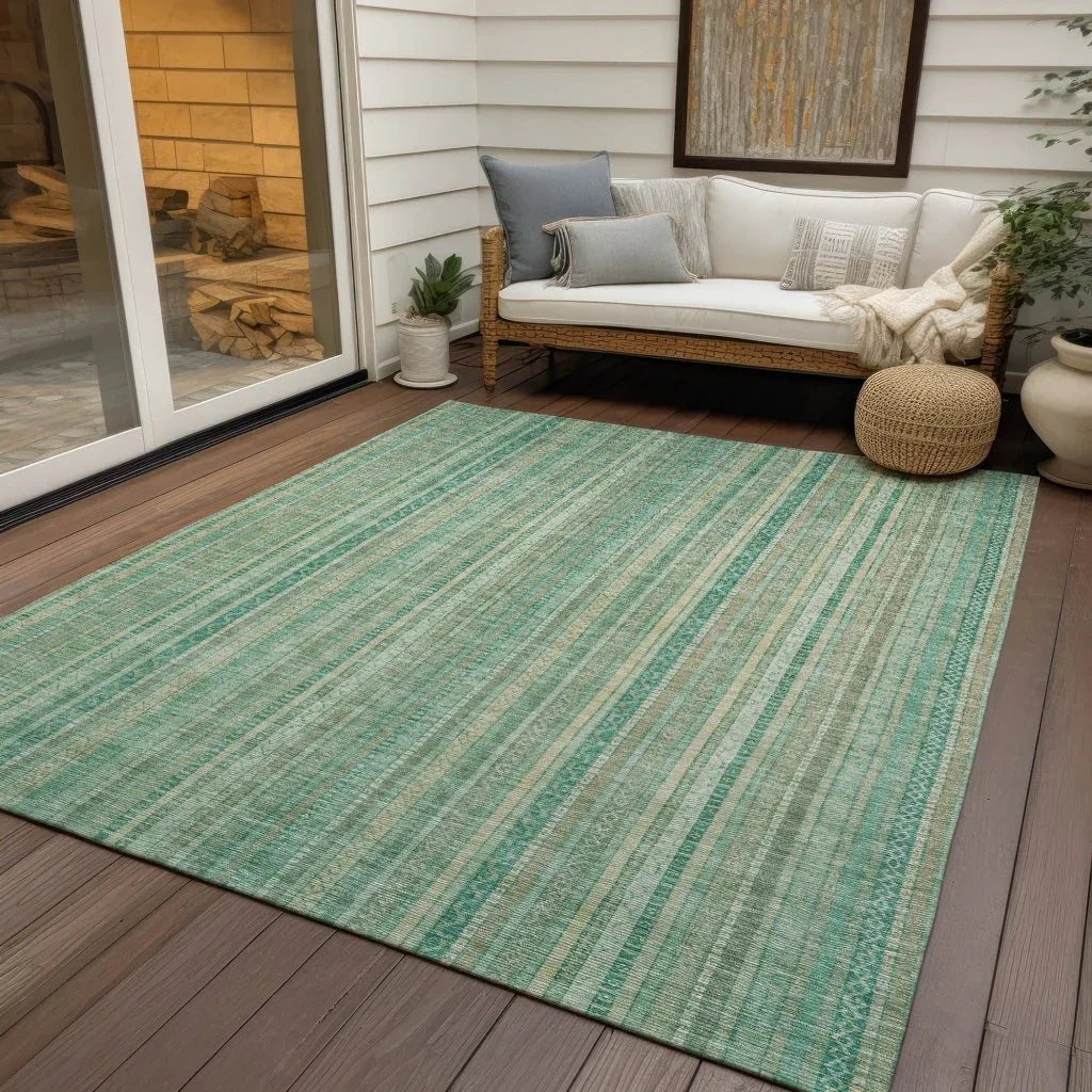 LOOMLAN Rugs Emberith Teal Washable Indoor-Outdoor Rug