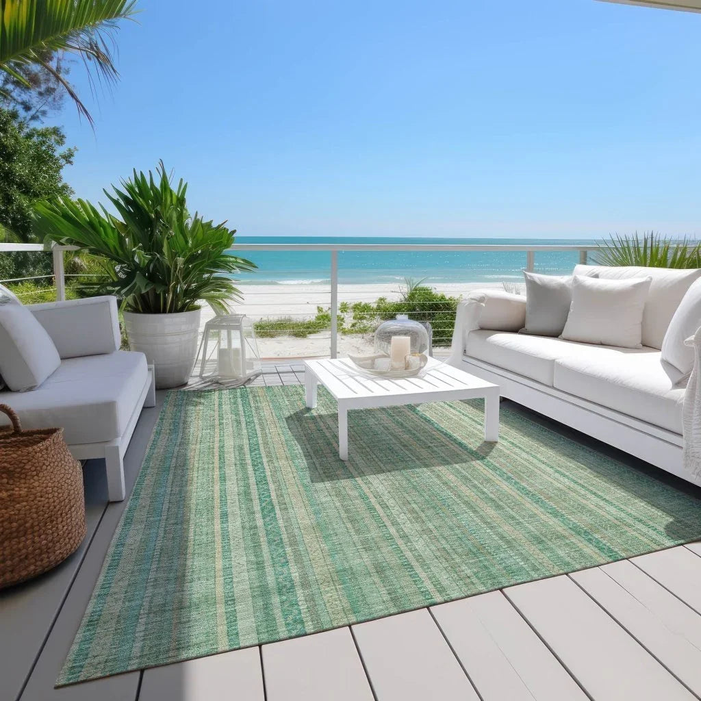 LOOMLAN Rugs Emberith Teal Washable Indoor-Outdoor Rug
