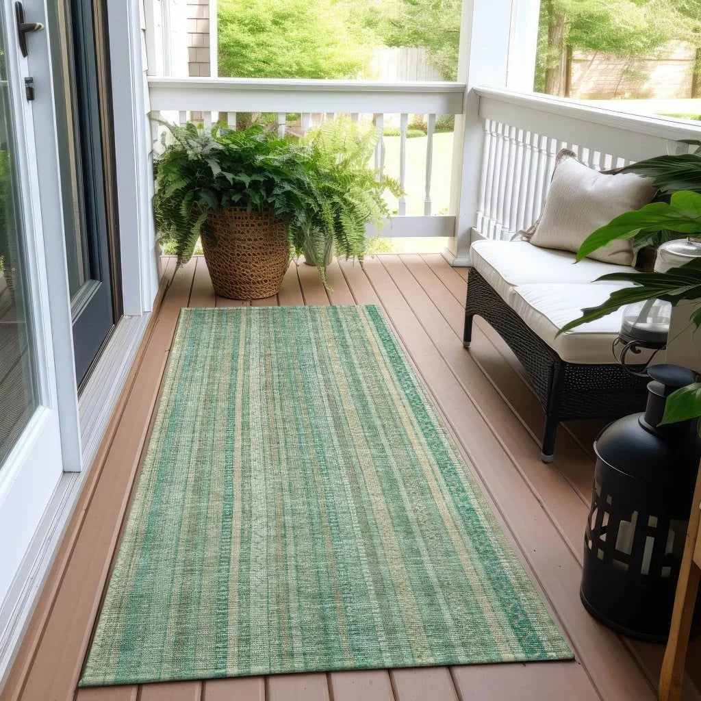 LOOMLAN Rugs Emberith Teal Washable Indoor-Outdoor Rug