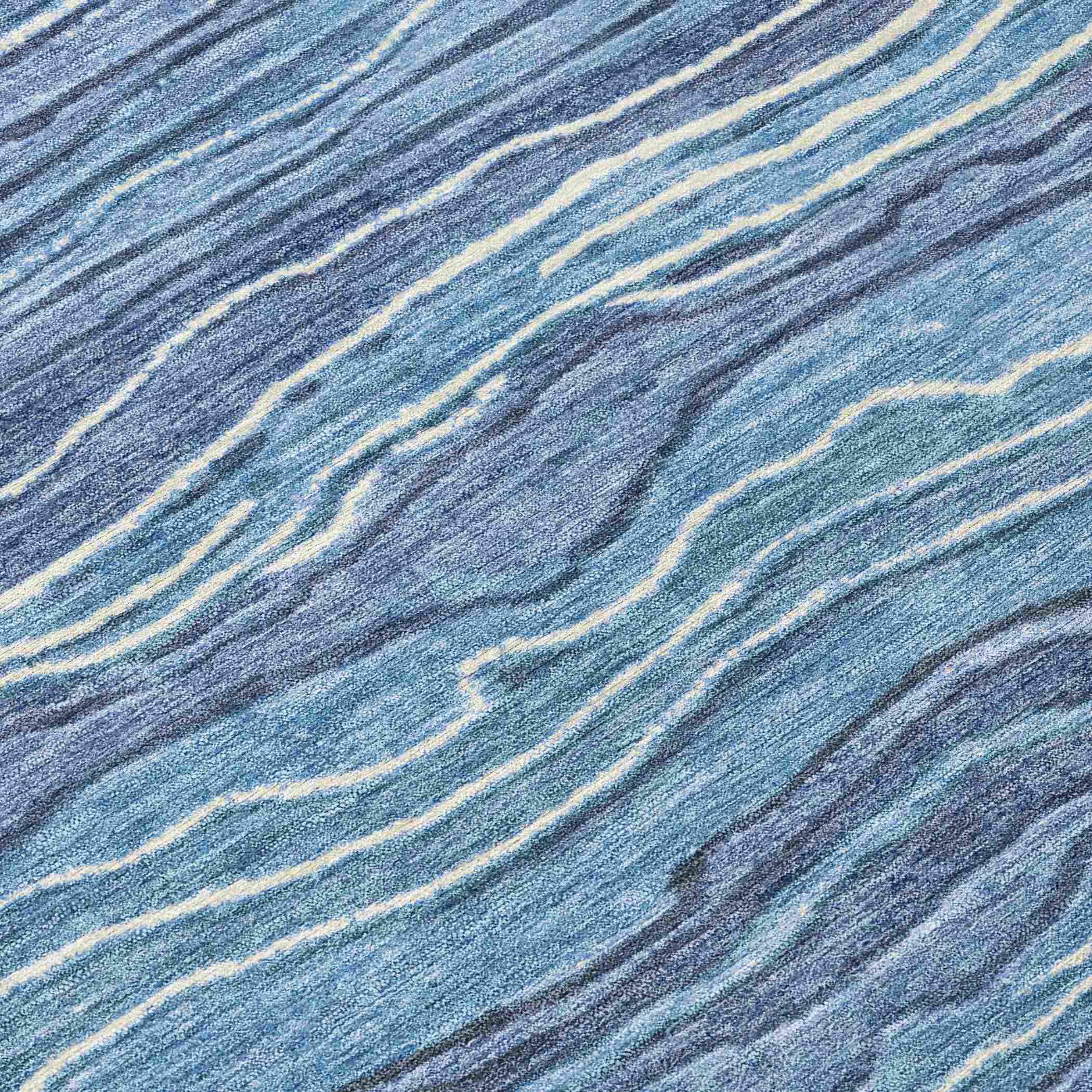 Faerain Blue Washable Indoor-Outdoor Rug