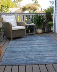 Faerain Blue Washable Indoor-Outdoor Rug