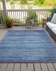 Faerain Blue Washable Indoor-Outdoor Rug