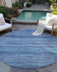 Faerain Blue Washable Indoor-Outdoor Rug