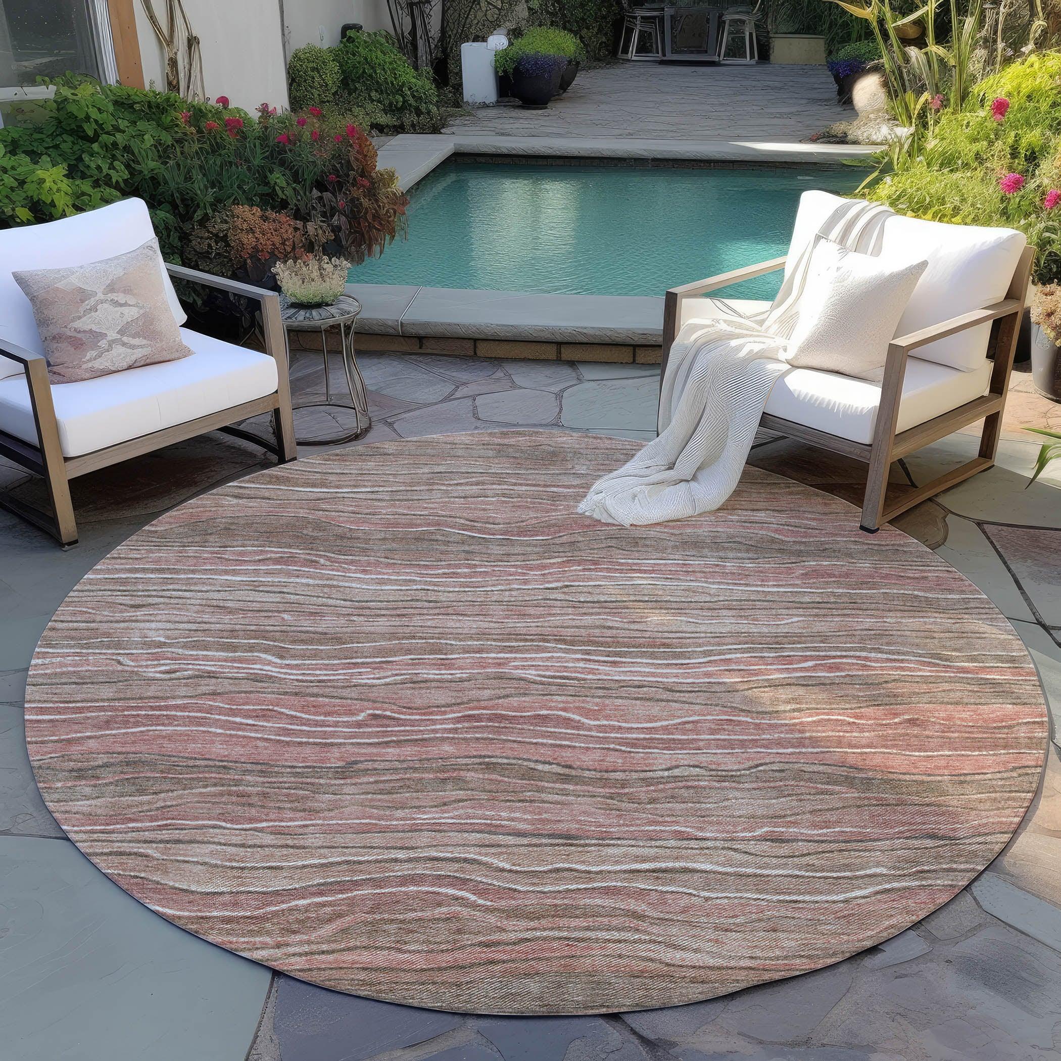 Faerain Brown Washable Indoor-Outdoor Rug