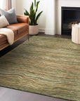Faerain Green Washable Indoor-Outdoor Rug