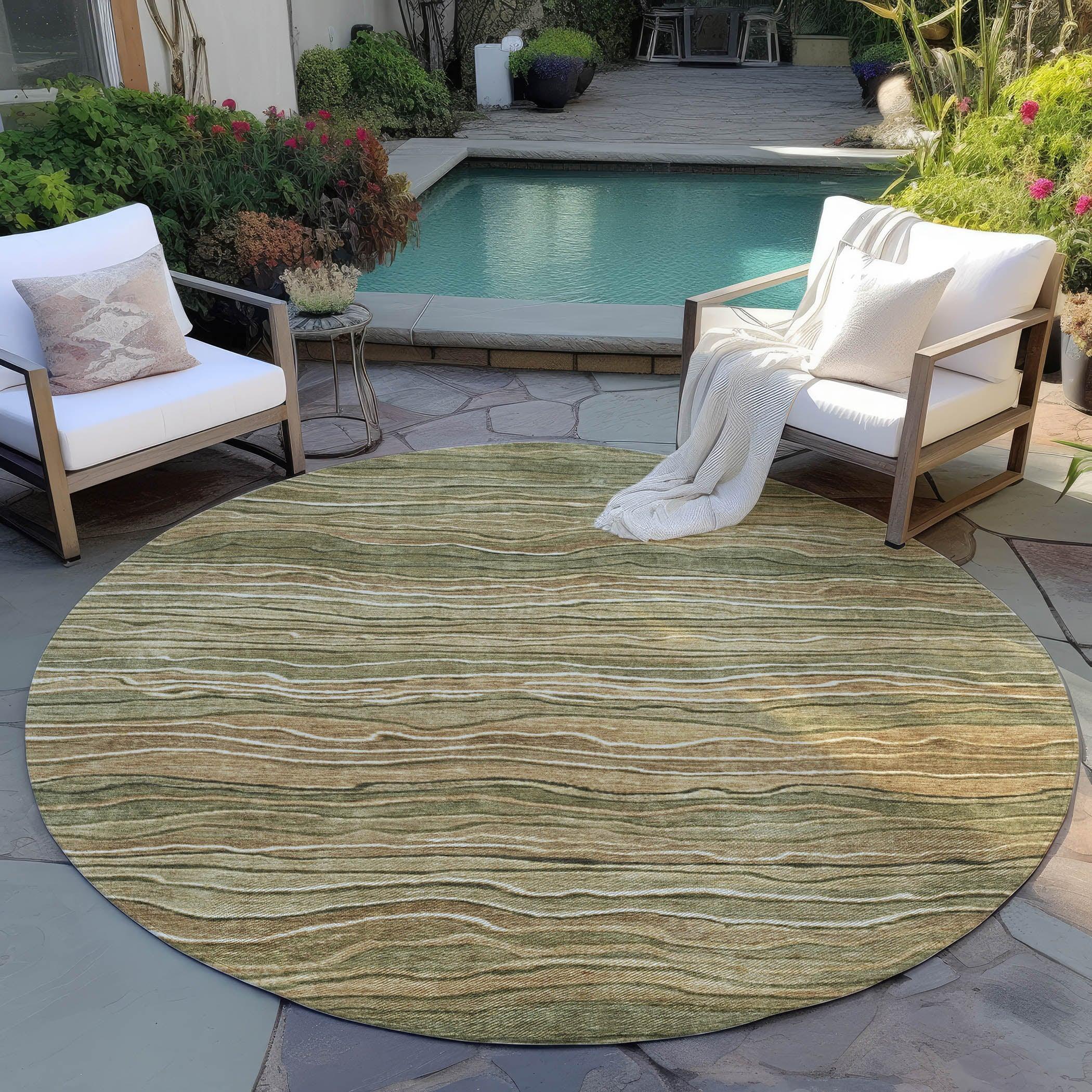 Faerain Green Washable Indoor-Outdoor Rug