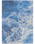 Faerara Blue Washable Indoor-Outdoor Rug