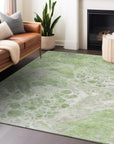 Faerara Green Washable Indoor-Outdoor Rug