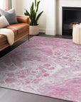 Faerara Pink Washable Indoor-Outdoor Rug