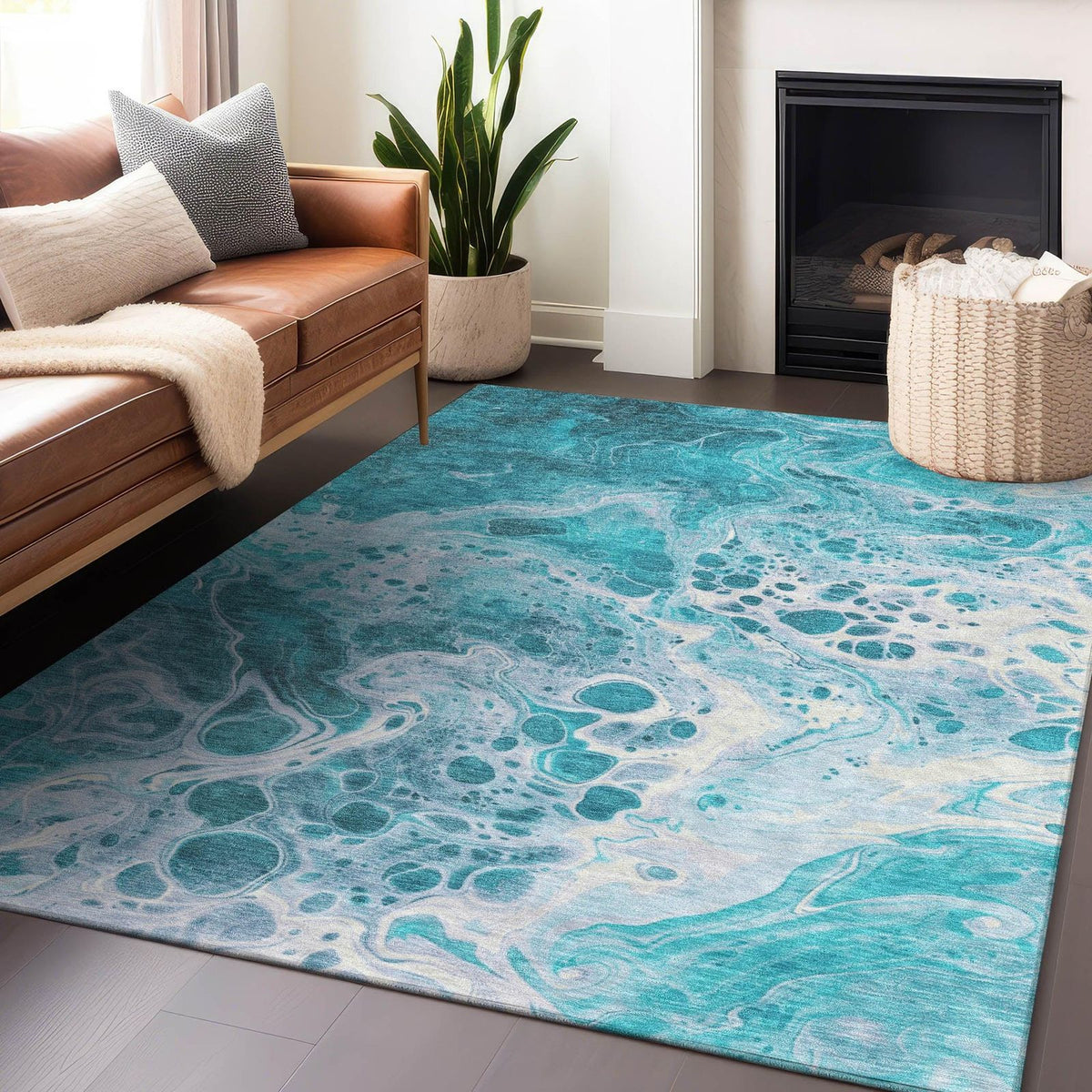 Addison Rugs Faerara Teal Washable Indoor-Outdoor Rug