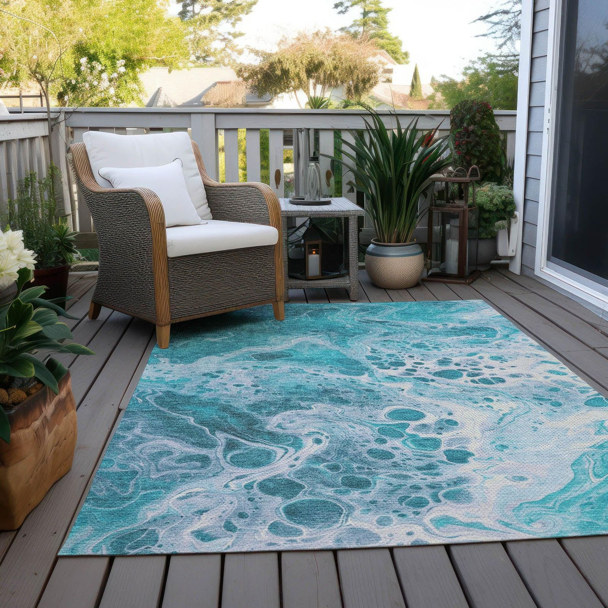 Addison Rugs Faerara Teal Washable Indoor-Outdoor Rug